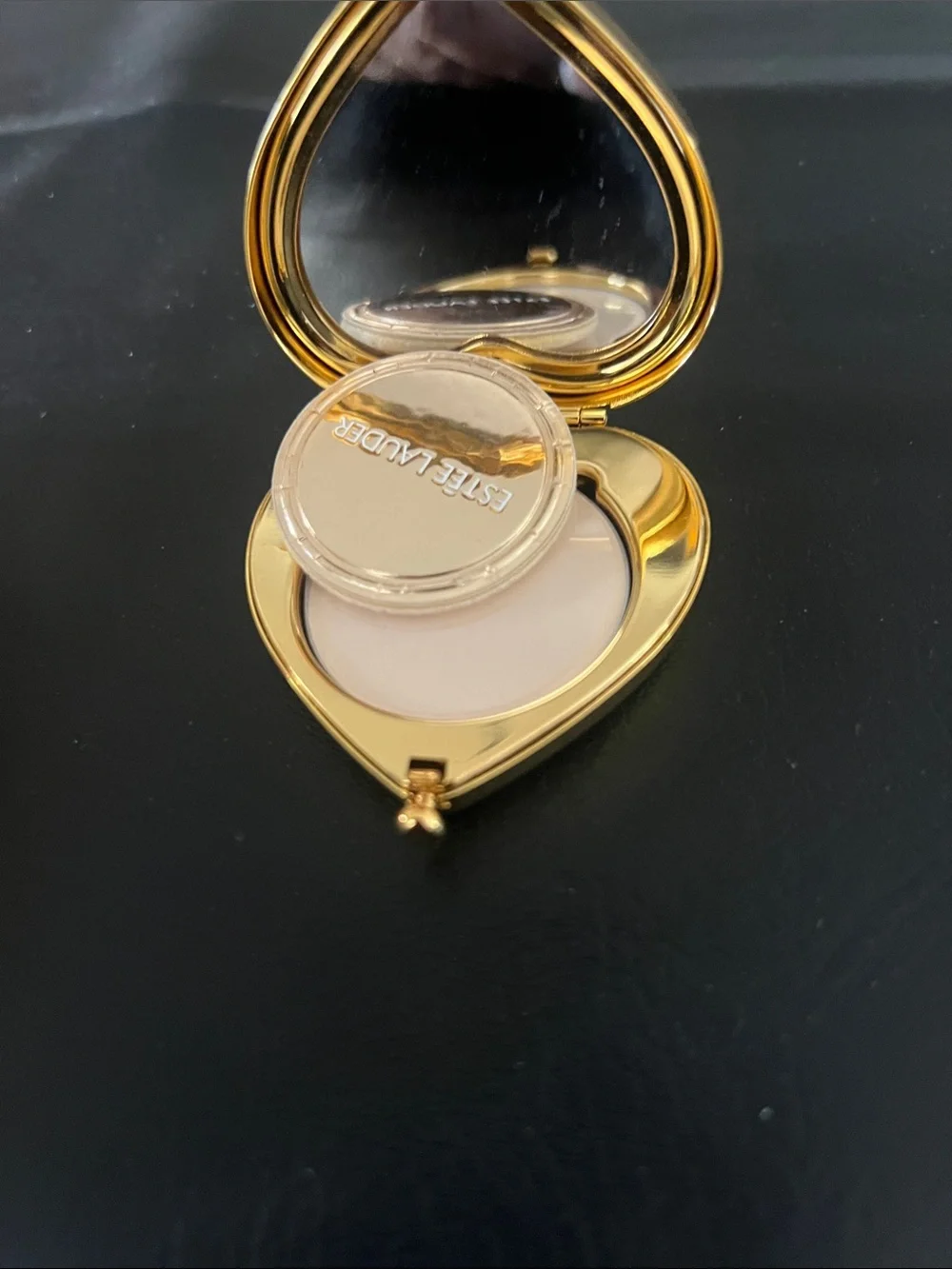 Estee Lauder Heart Compact Mirror in Pink, Blue & Gold - Picture 3 of 7